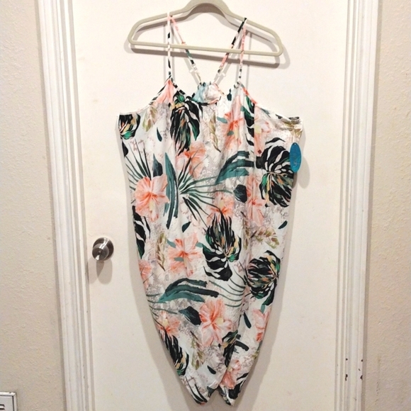 NWT Mynah Palm Print Tavarua Racerback Wrap Dress Swim Cover Sz XL-Beach Resort - Picture 1 of 7